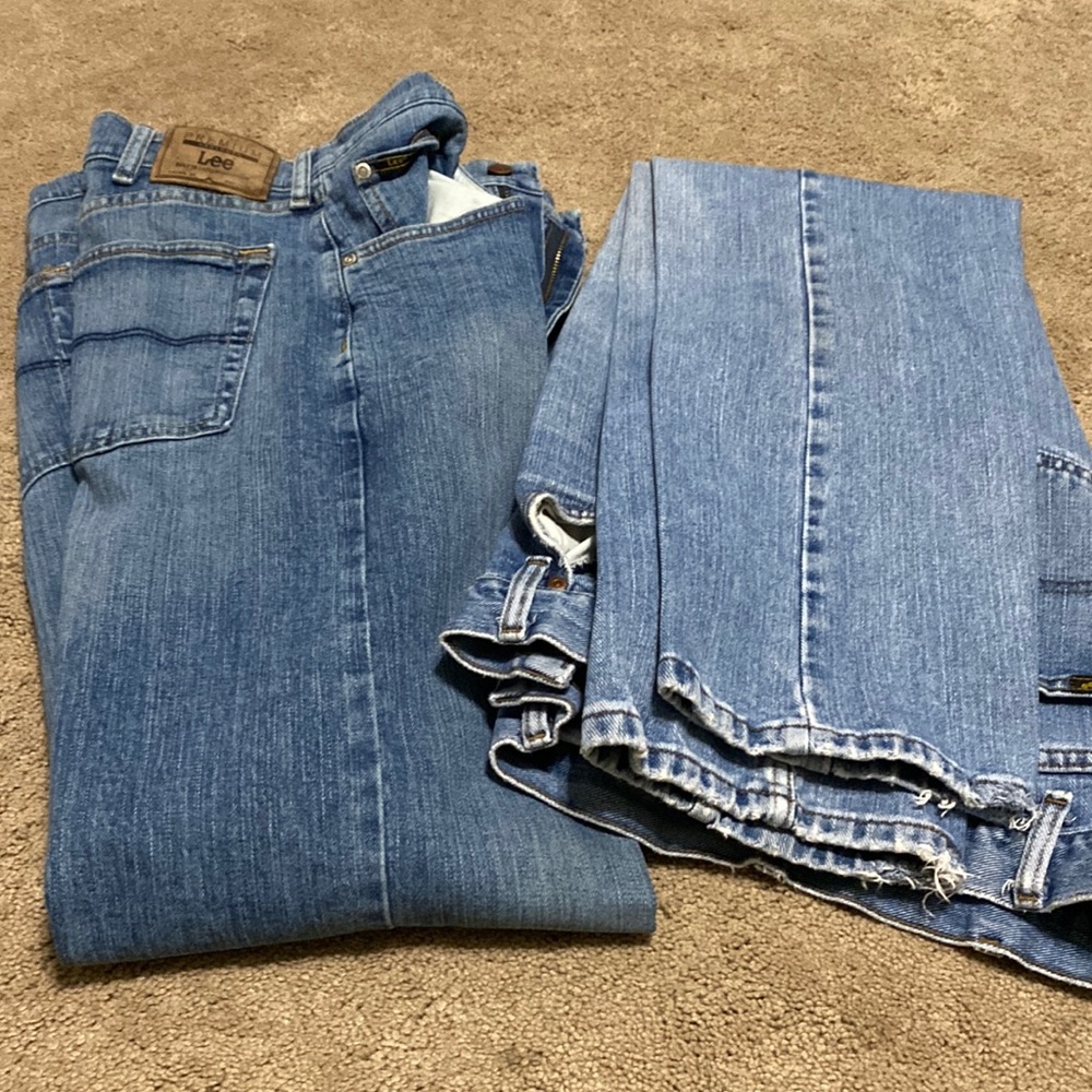 Men’s Lee straight leg reg fit jeans; 2 pair